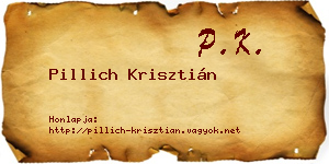 Pillich Krisztián névjegykártya